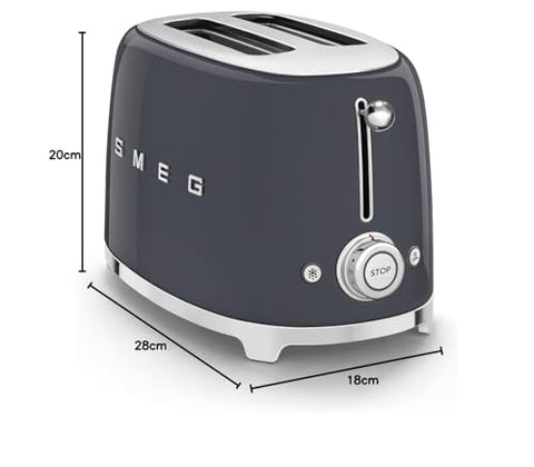 Smeg 2 Slice Toaster – 6 Browning Levels, Bagel, Reheat & Defrost Functions