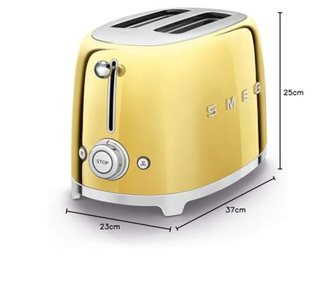 Smeg 2 Slice Toaster – 6 Browning Levels, Bagel, Reheat & Defrost Functions