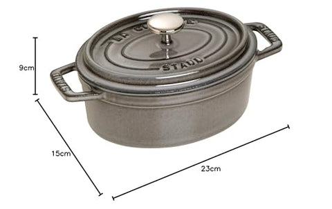 STAUB Oval Cocotte 29 cm – Enameled Cast Iron “Graphite Grey” 4.25 L