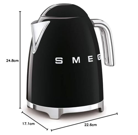 Smeg KLF03NBEU Electric Kettle – 1.7 L, Anti-Scald Filter, Automatic Shut-Off