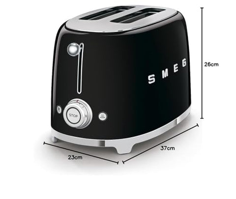 Smeg 2 Slice Toaster – 6 Browning Levels, Bagel, Reheat & Defrost Functions