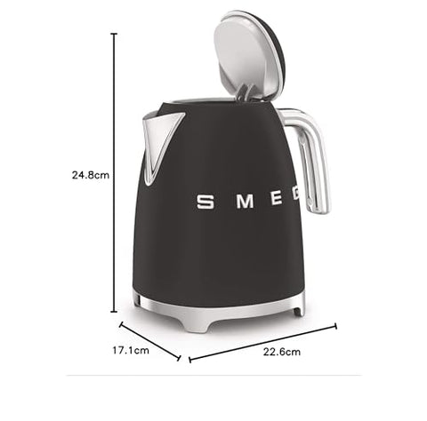 Smeg KLF03NBEU Electric Kettle – 1.7 L, Anti-Scald Filter, Automatic Shut-Off