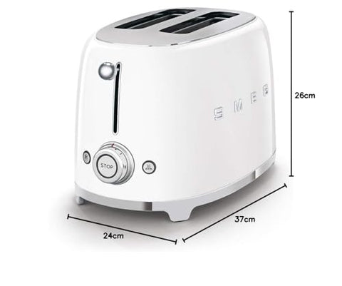 Smeg 2 Slice Toaster – 6 Browning Levels, Bagel, Reheat & Defrost Functions