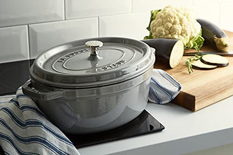 STAUB Oval Cocotte 29 cm – Enameled Cast Iron “Graphite Grey” 4.25 L