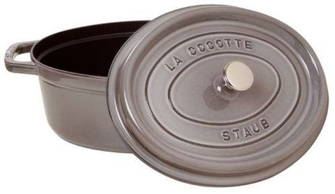 STAUB Oval Cocotte 29 cm – Enameled Cast Iron “Graphite Grey” 4.25 L