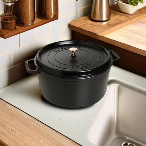 STAUB Round Cocotte 28 cm – Enameled Cast Iron “Cherry” 6.7 L
