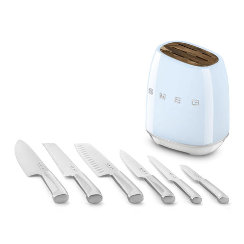 Smeg Knife Block – Stainless Steel, 6 Precision Blades Included