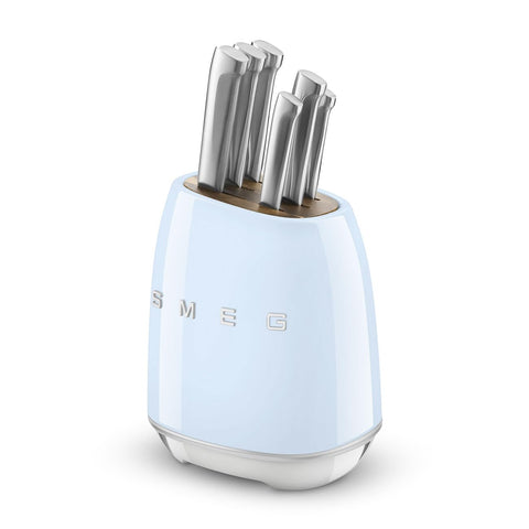 Smeg Knife Block – Stainless Steel, 6 Precision Blades Included