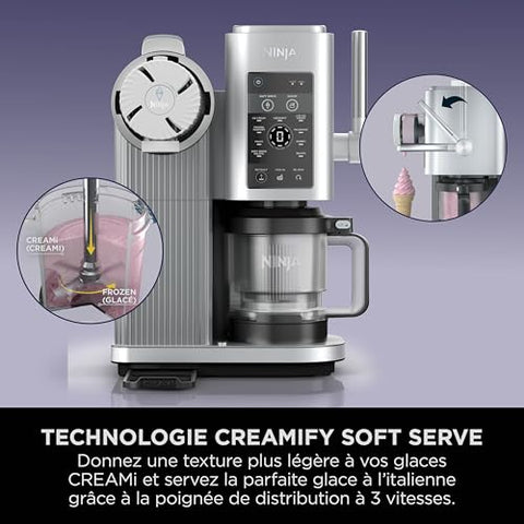 🍨 Ninja CREAMi™ Deluxe NC501EU – Sorbetière & boissons glacées (10 fonctions) – Argent