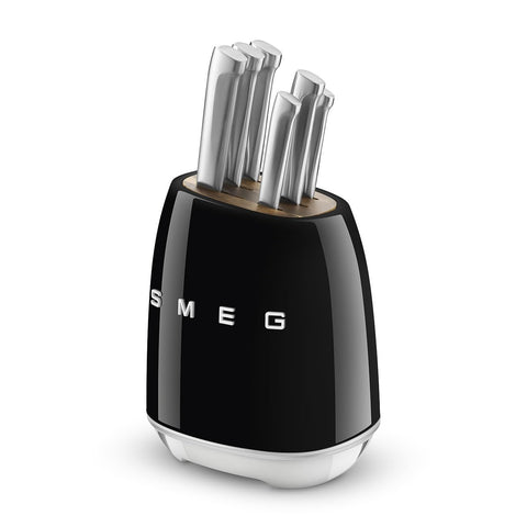 Smeg Knife Block – Stainless Steel, 6 Precision Blades Included