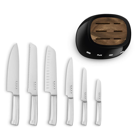 Smeg Knife Block – Stainless Steel, 6 Precision Blades Included