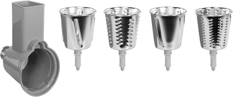 Smeg Food Processor Accessories - Grater & Slicer, 5 Stainless Steel Cylinders Compatible with SMF01 to SMF13