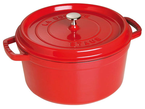 STAUB Round Cocotte 28 cm – Enameled Cast Iron “Cherry” 6.7 L