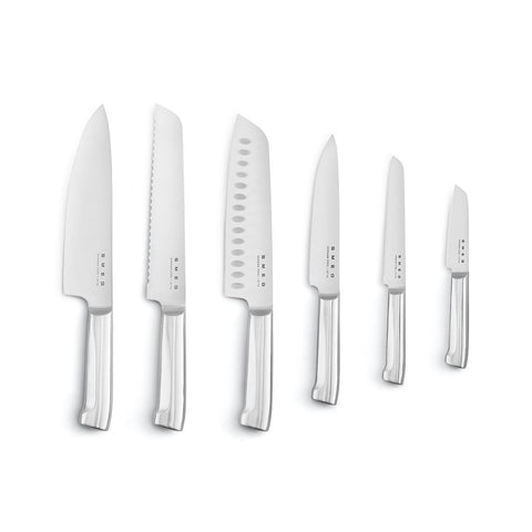 Smeg Knife Block – Stainless Steel, 6 Precision Blades Included