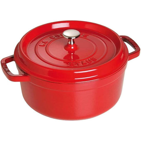 STAUB Round Cocotte 28 cm – Enameled Cast Iron “Cherry” 6.7 L