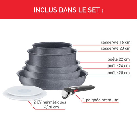 Set of 3 Tefal Ingenio Natural On 16 / 18 / 20 cm Saucepans + Removable Handle
