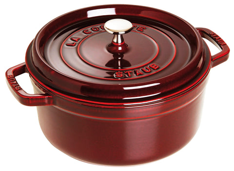STAUB Round Cocotte 28 cm – Enameled Cast Iron “Cherry” 6.7 L