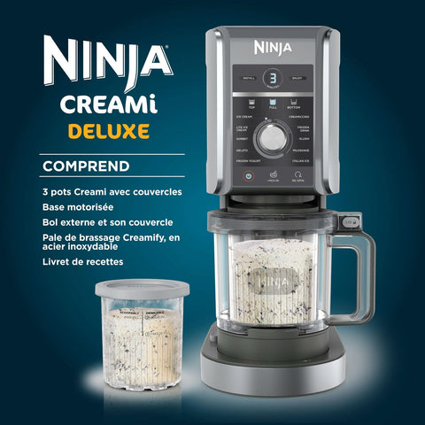 🍨 Ninja CREAMi™ Deluxe NC501EU – Sorbetière & boissons glacées (10 fonctions) – Argent