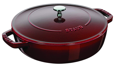 STAUB Chistera 28 cm Sauté Pan – Enamelled Cast Iron “Cherry” 3.7 L