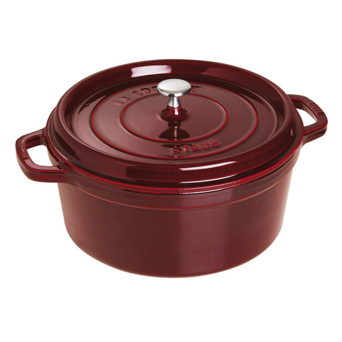 STAUB Round Cocotte 28 cm – Enameled Cast Iron “Cherry” 6.7 L