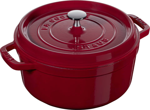 STAUB Round Cocotte 28 cm – Enameled Cast Iron “Cherry” 6.7 L