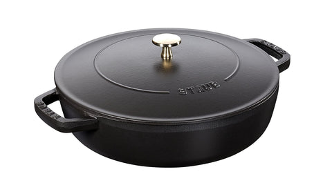 STAUB Chistera 28 cm Sauté Pan – Enamelled Cast Iron “Cherry” 3.7 L