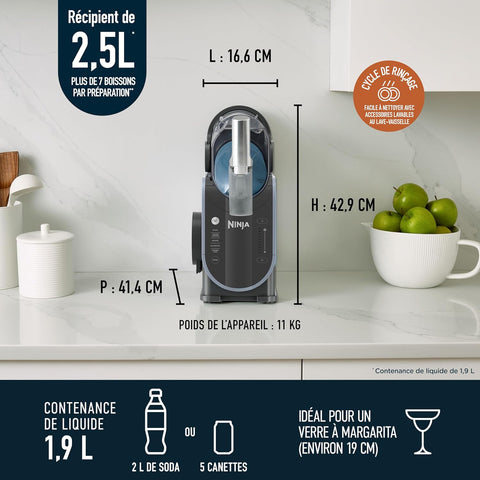 🧊 Ninja SLUSHi™ FS301EU – Machine à boissons glacées (1,9 L) – Bleu & Gris
