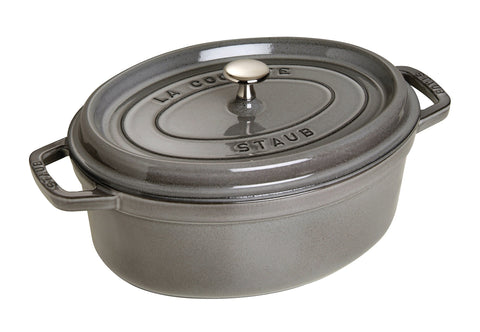 STAUB Oval Cocotte 29 cm – Enameled Cast Iron “Graphite Grey” 4.25 L
