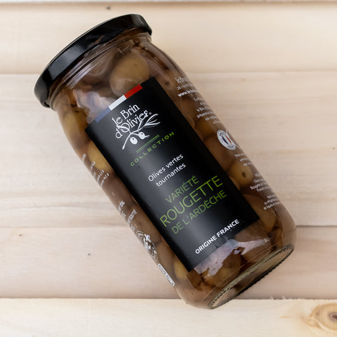 Rotating olives of the Rougette variety from Ardèche