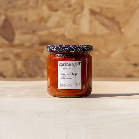 Escale à Chypre - compotée de tomates, aubergines et basilic - BIO