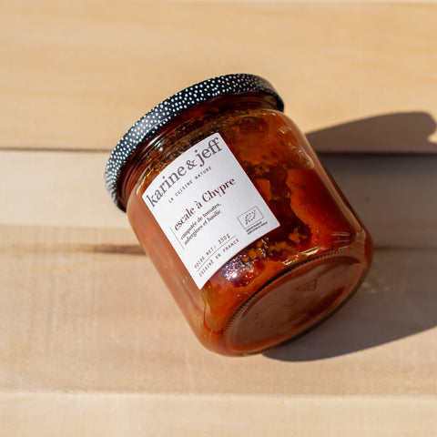 Escale à Chypre - compotée de tomates, aubergines et basilic - BIO