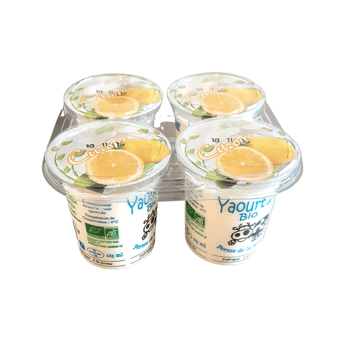Livraison panier de fruits et légumes à Nancy, Metz et villages alentours - Yaourts aromatisés au Citron BIO - Lot de 4 - Neary - Yaourt - Ferme de la Petite Seille - BIO, Frais, Les produits laitiers, Local, Lorraine, Nancy, Sucré, Yaourt