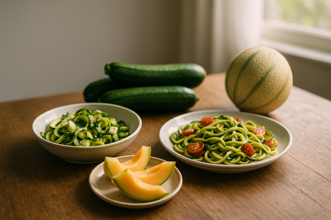 Faites le plein de fraîcheur : Nos meilleures recettes rapides avec les courgettes et melons de saison 🥒🍈