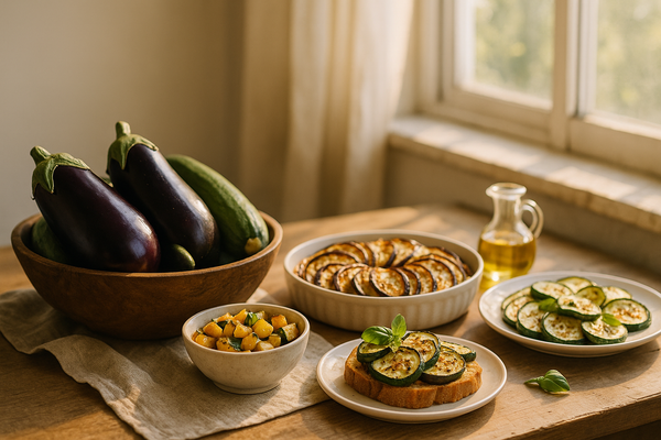 Découvrez comment préparer des aubergines et courgettes de saison : recettes estivales et astuces anti-gaspi - Neary - Livraison panier de fruits et légumes