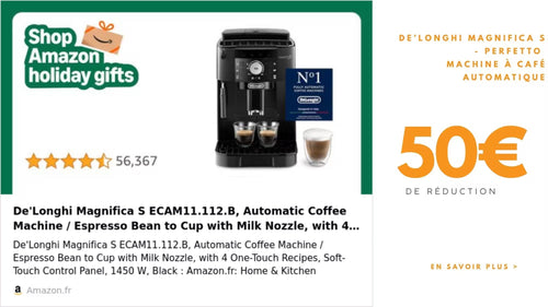 Bon Plan Noël : -50€ sur la De'Longhi Magnifica S (Machine à Grain)
