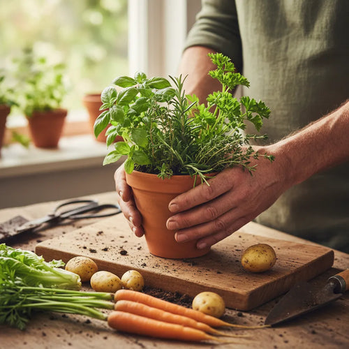 Cultivez vos herbes aromatiques en pot : basilic, menthe, thym, persil pour des saveurs fraîches et parfumées en cuisine.