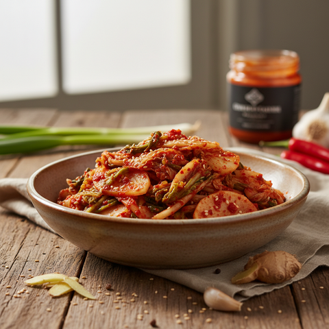 Recette de kimchi maison : chou napa fermenté, frais, croquant et piquant. Un accompagnement coréen riche en saveurs umami.