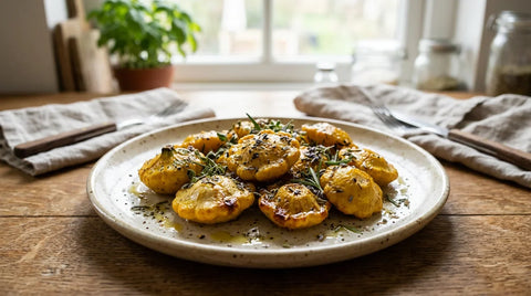 Pâtisson rôti doré aux herbes de Provence, une entrée savoureuse et facile pour l'automne.