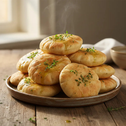 Pains pita maison, dorés et bien gonflés, préparés au Thermomix. Ultra moelleux, parfaits pour vos mezzés et sandwichs.