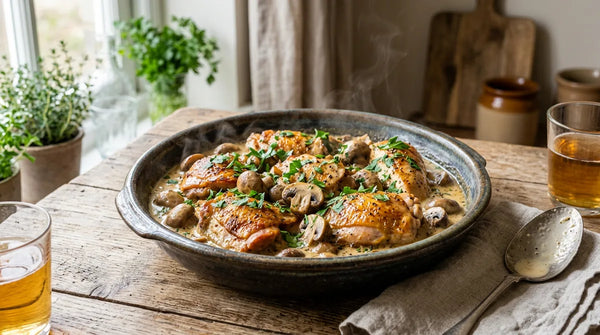 Poulet au cidre : le secret d'une sauce veloutée et d'un poulet tendre (45 min, 180°C)