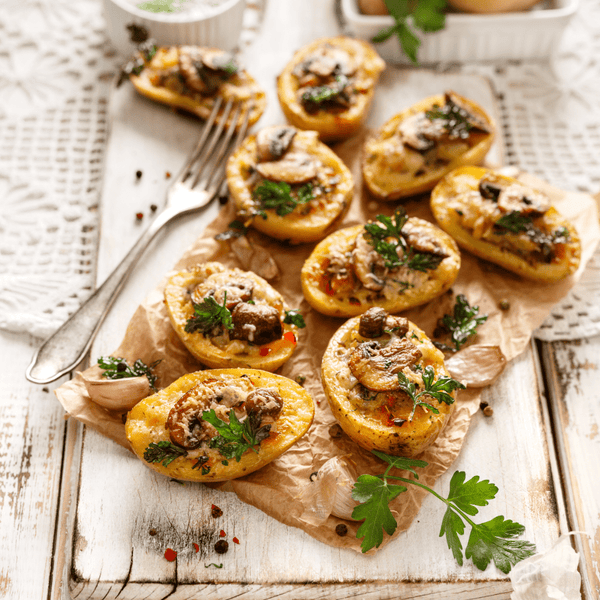 Recette de Pommes de terre farcies aux champignons et fromage - Neary