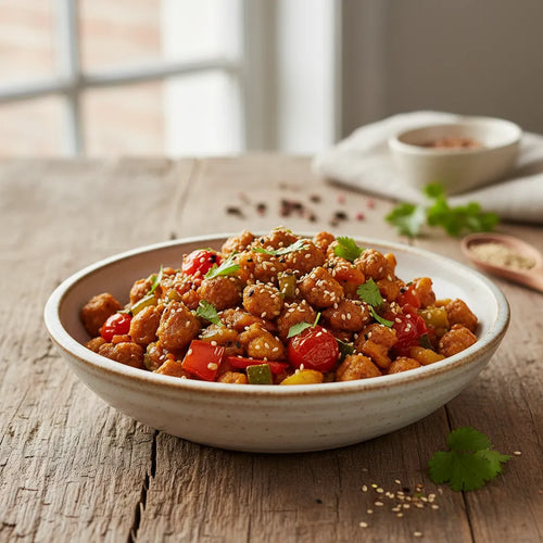 Délicieuses recettes végétales : plats gourmands à base de protéines de soja texturées, savoureux et faciles à préparer.