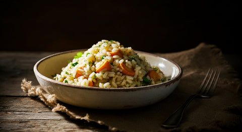 Salade de riz au thon, fraîche et généreuse, avec maïs croquant, tomates juteuses et olives parfumées. Un délice.