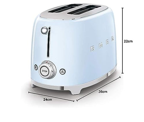 Smeg 2 Slice Toaster – 6 Browning Levels, Bagel, Reheat &amp; Defrost Functions