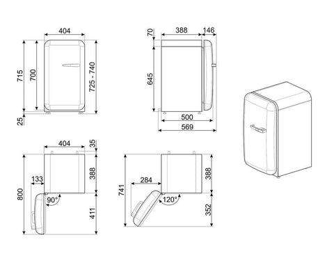 Smeg FAB5 Minibar – 34 L, Ouverture à Gauche, Série Design Rétro