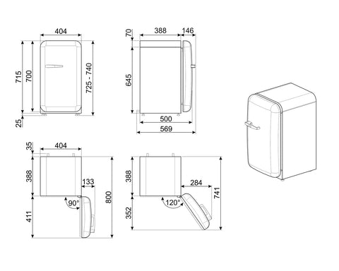 Smeg FAB5 Minibar – 34 L, Ouverture à Gauche, Série Design Rétro
