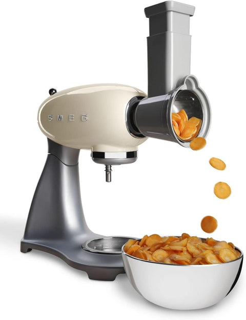 Smeg Food Processor Accessories - Grater &amp; Slicer, 5 Stainless Steel Cylinders Compatible with SMF01 to SMF13 