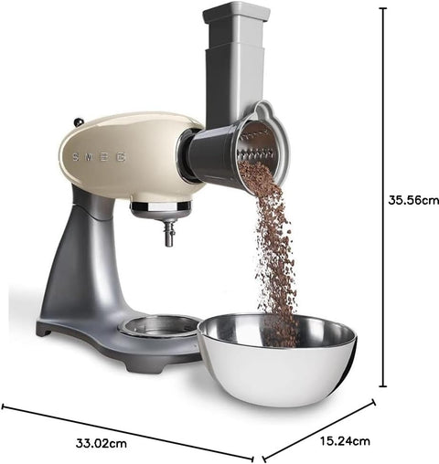 Smeg Food Processor Accessories - Grater &amp; Slicer, 5 Stainless Steel Cylinders Compatible with SMF01 to SMF13 