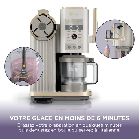 Livraison à domicile NINJA CREAMi Sorbetière Scoop and Swirl avec 2 pots, 13 modes pour réaliser crèmes glacées, glaces à l’italienne, gelatos, sorbets, milkshakes et plus, option Extra, Stone/Or NC701EUSTGD - Neary - - Amazon