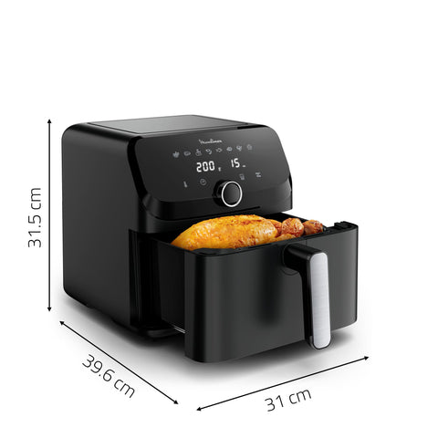 Moulinex Easy Fry Mega, air fryer compact, Mono tiroir 7.5 L, Jusqu’à 8 personnes, 8 programmes, noir EZ8558F0